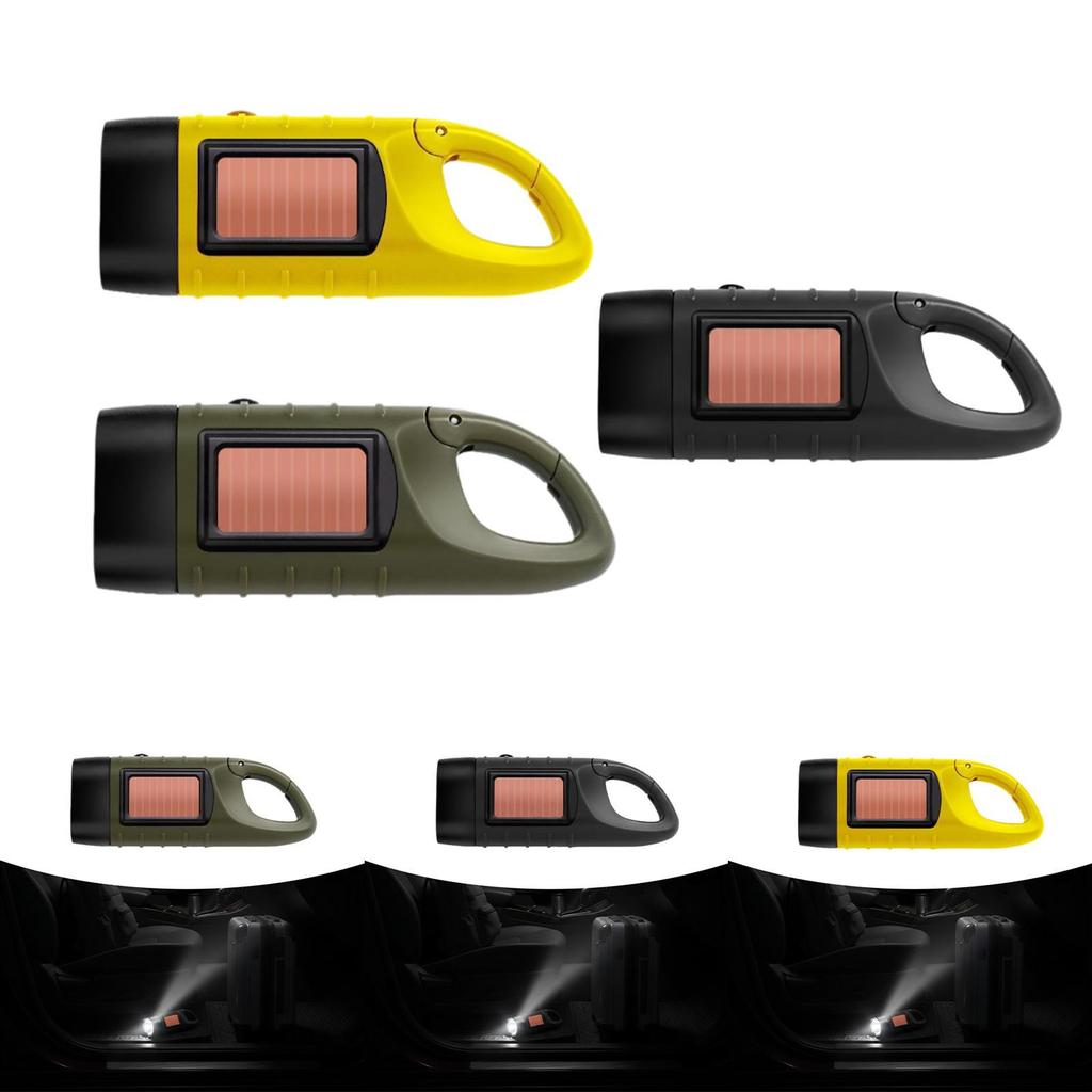 Hand Crank Solar Powered Flashlight Camping Lamp Compact Portable Torch Handheld for