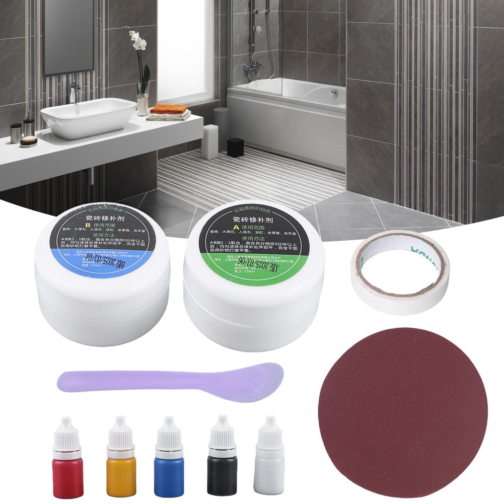 Kit di Riparazione Piastrelle Kit di Riparazione Marmo Kit di Riparazione Crepe Piastrelle Pietra Pasta di Riparazione Piastrelle Ceramiche per Crepe Buchi Scheggiature Graffi Ammaccature