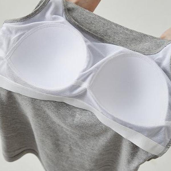 Wearing Ribbed No-bra Tank Top (2 COLORS)