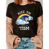 T-shirt à col rond imprimé arc-en-ciel, T-shirt décontracté à manches courtes pour le printemps et l'été, Vêtements pour femmes