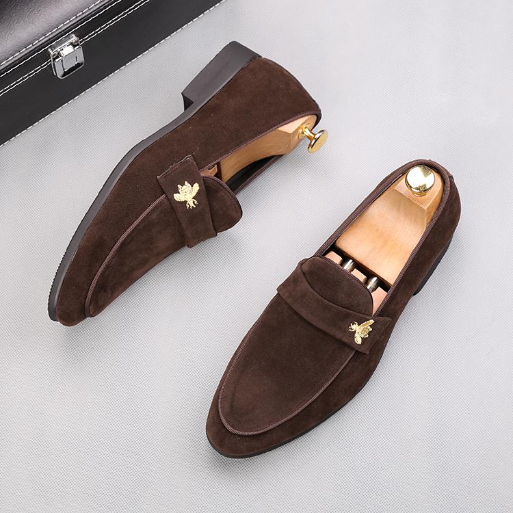 Fashion Luxury Fashion Designer New Men's Suede Metal Business Shoes Male Wedding Dress Prom Homecoming Oxford Shoes Size 38-44