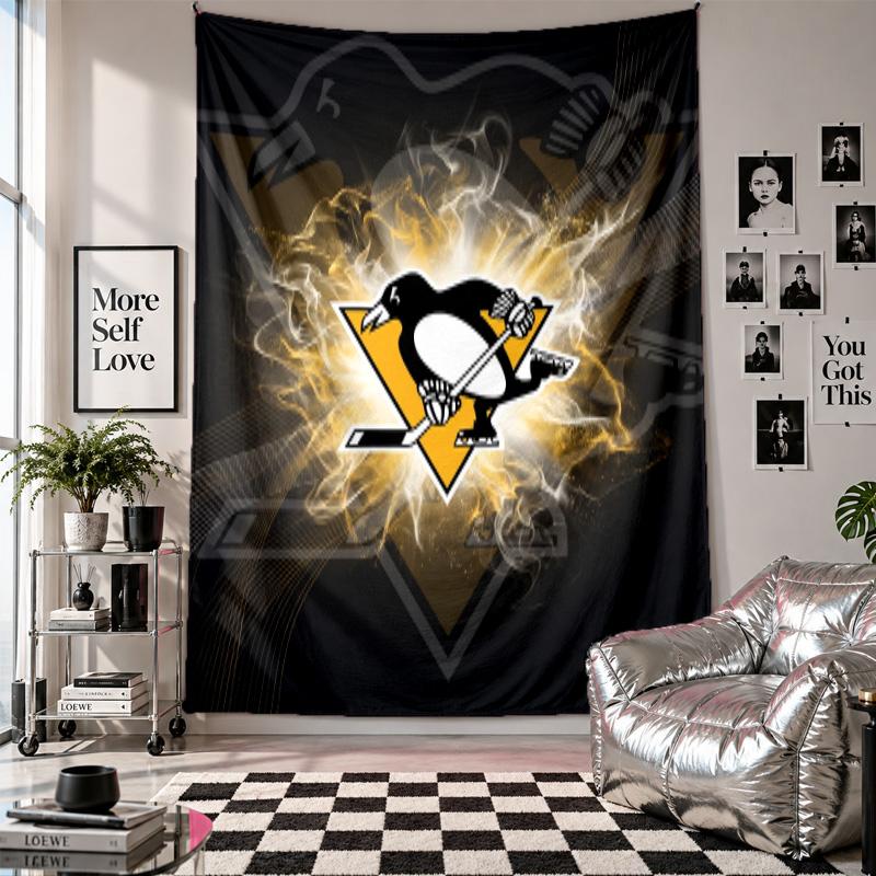 Pittsburgh Penguins Wall Tapestry Home Decor Wall Hanging Cloth for Bedroom Living Room Background