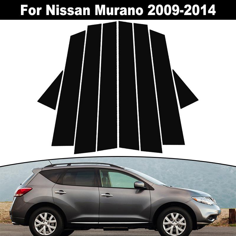 

8Pcs Car Window Door Column B C Pillar Post Trim Cover Glossy Black PC Stickers Accessories Fit For Nissan Murano 2009-2014