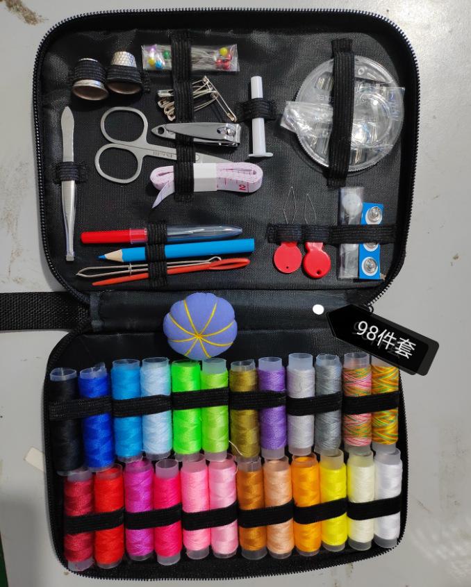 Portable Needle and Thread Set for Home Sewing and Mending – Includes Stitching Method Book and Case