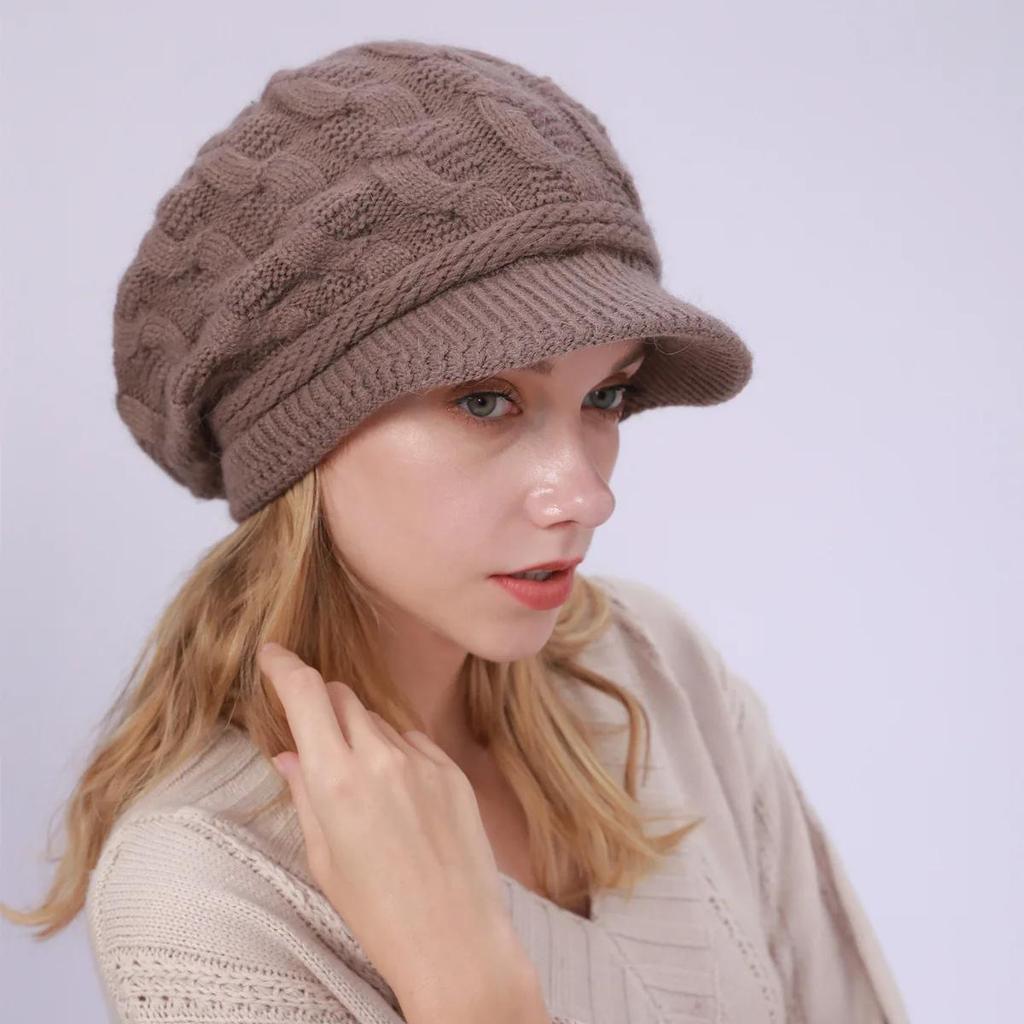 Fried Dough Twists Knit Hat Plush Thickened Warm Wool Hat Suitable for outdoor wind protection in autumn and winter