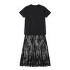 Abito da Donna in Pizzo Manica Corta Girocollo Patchwork T-shirt Abito Lungo Estivo Casual Leggero Abito Stratificato