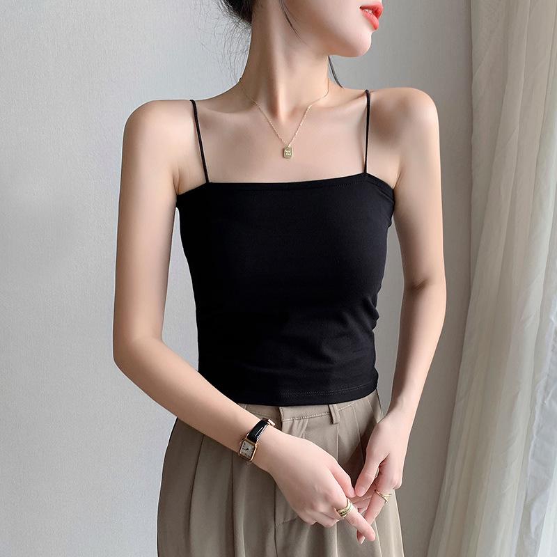 

Летняя женская хлопковая майка облегающего кроя 2025: Универсальный базовый топ сплошного цвета L (96-108 jin)