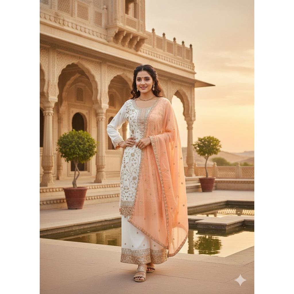 Heavy Faux Georgette Paksiatni Salwar Kameez Indian Party Wear  Palazzo Suit