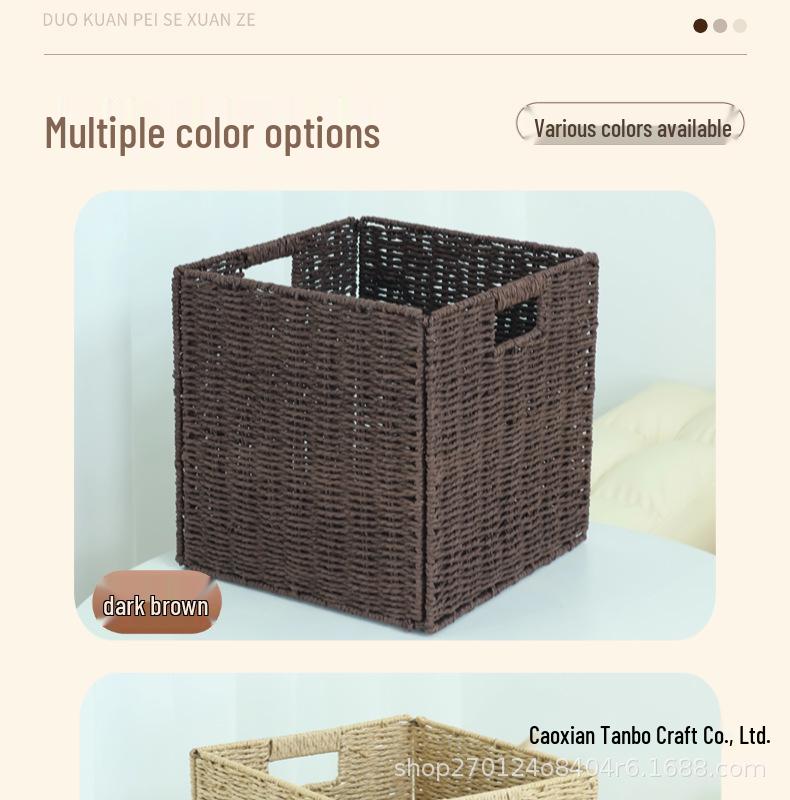 Foldable Rattan-Style Storage Basket for Home and Bedroom Organization