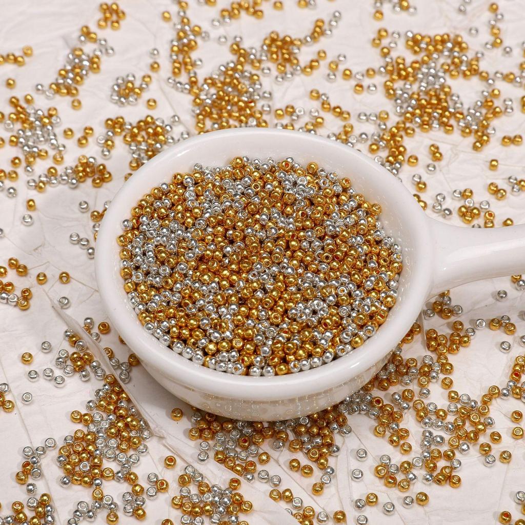 Hochwertige galvanisierte Gold Silber Rocailles (1,5-4mm) für DIY-Quasten, Haarnadeln, Armbänder und Schmuck