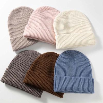 Solid 100%Wool Knitted Winter Hat Fashion Warm Hats For Women and Men