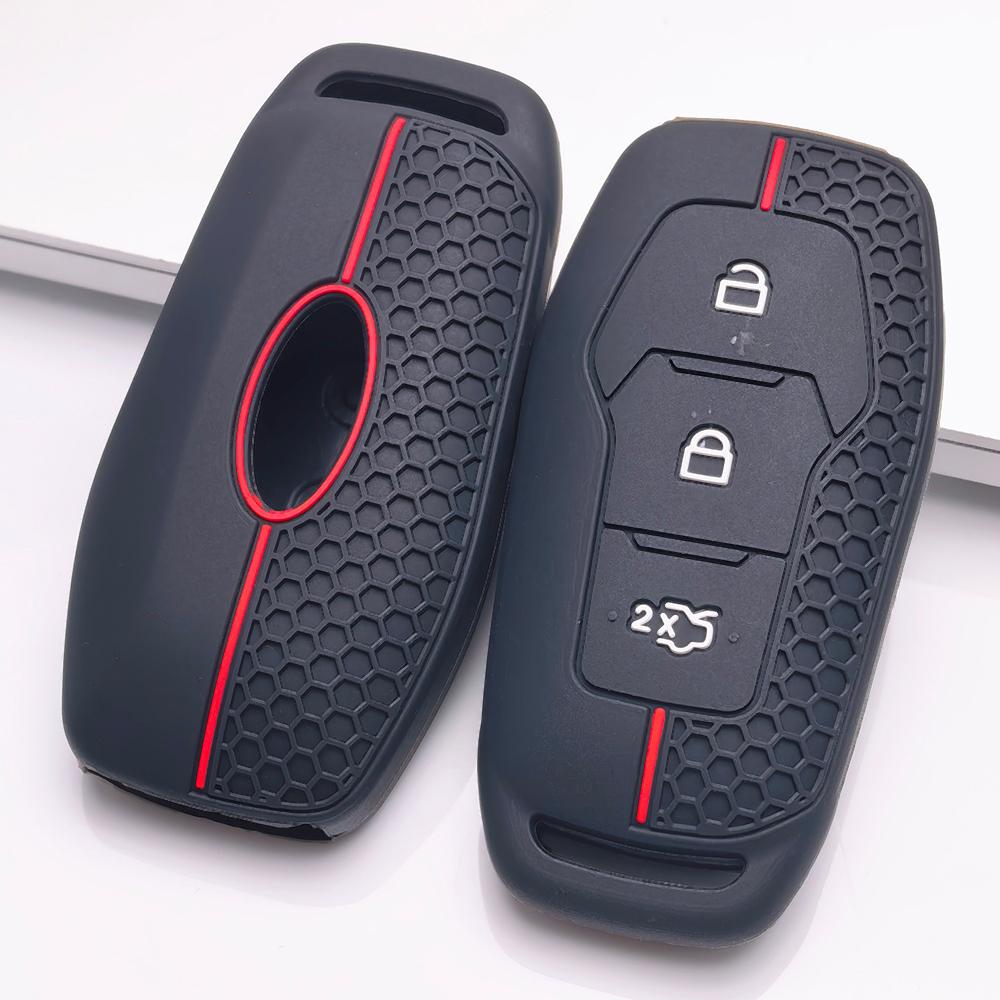 Silicone Key Cover for Ford 3 Button Smart Key, Fits Ford Focus Mondeo Kuga Escape MK4 Mustang, Shockproof Key Fob Holder, Protective Accessory