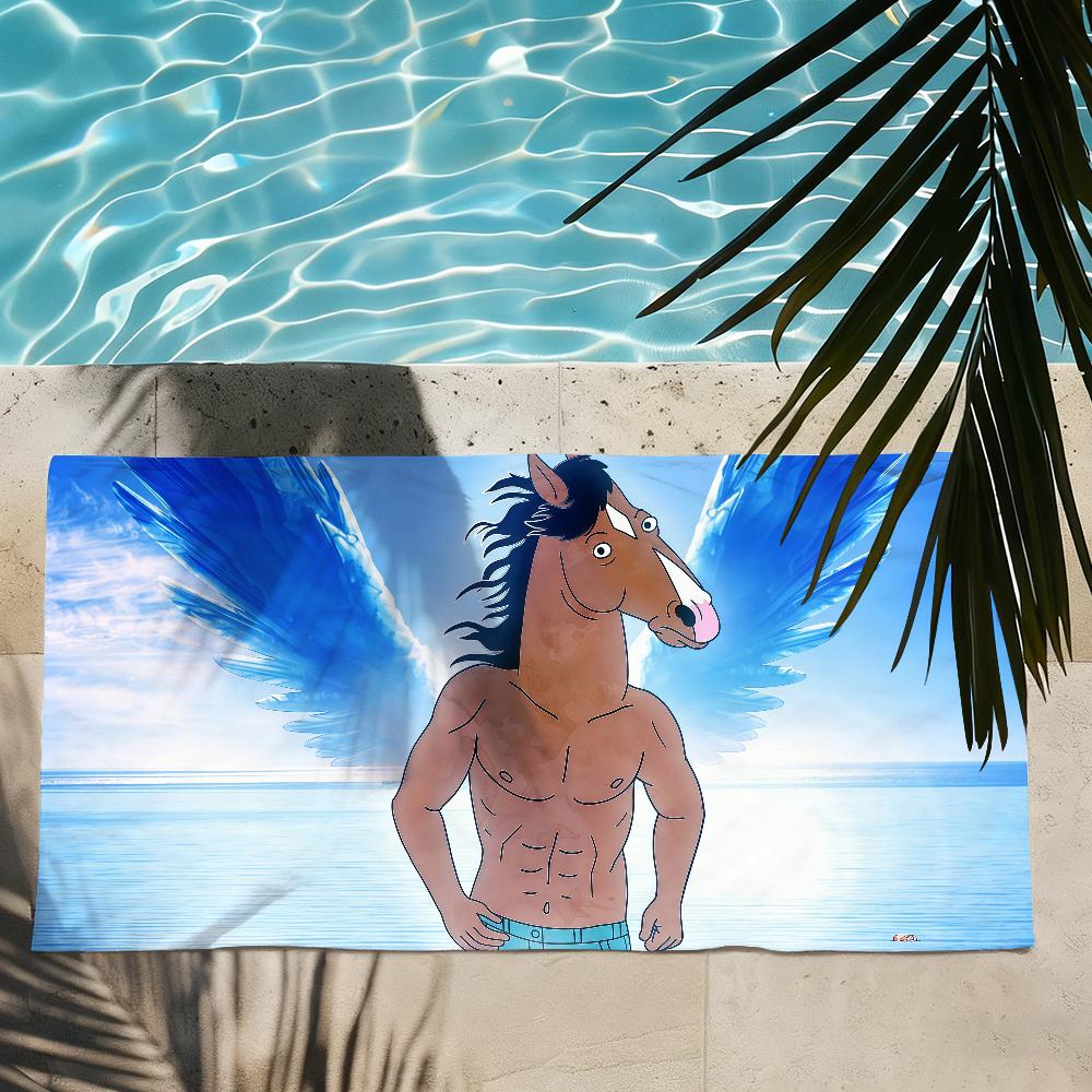 Cartoon B-BoJack H-Horseman Handtuch Schnelltrocknend Strandhandtücher Sind Geeignet Für Schwimmbäder Camping Yoga Und Das Fitnessstudio