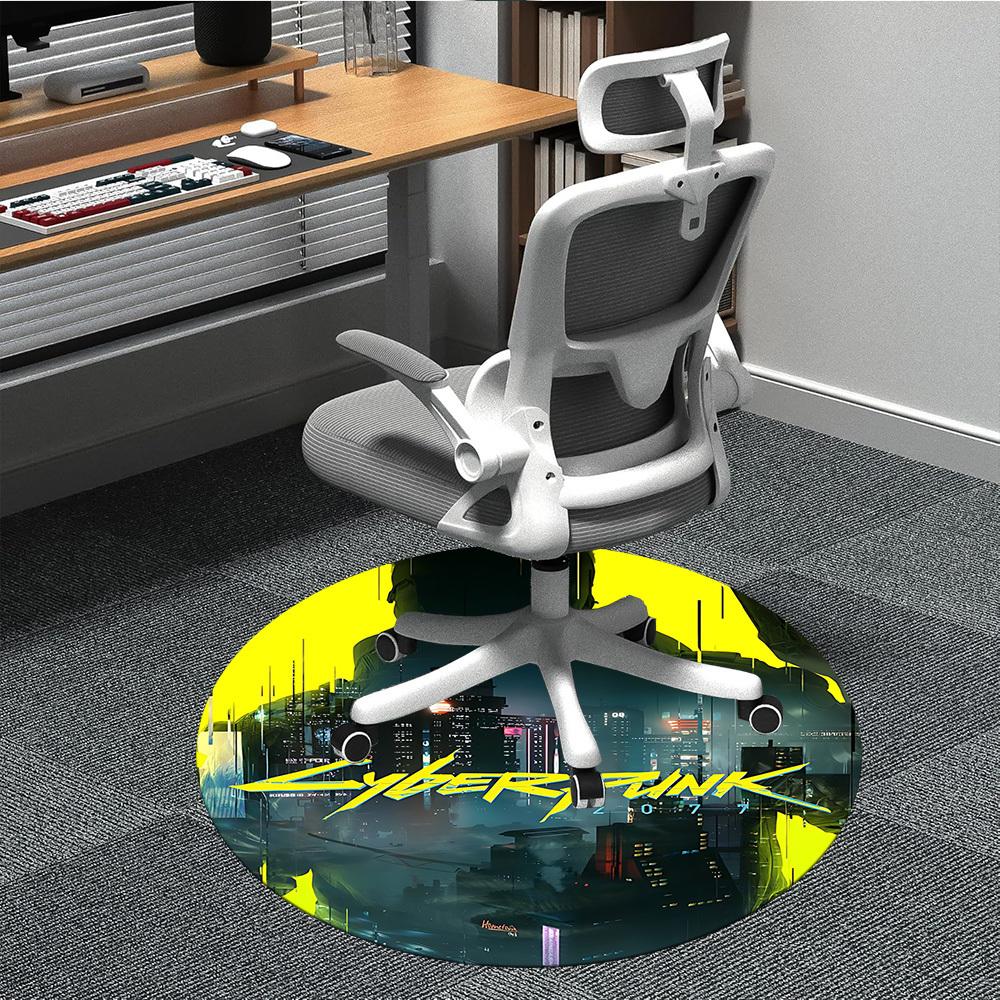 

1pcCyberpunk Office Round Area Rug, Indoor Mat Suitable For Office, Under Office Chairs Bedroom Living Room Home Decor, Room Deco 80cm