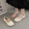 Literary Fairy Wind Shallow Mouth Single Shoes Comfortable Doudou Shoes Women's Spring and Autumn New Soft Leather Soft Sole Mary Jane Women's Shoes
