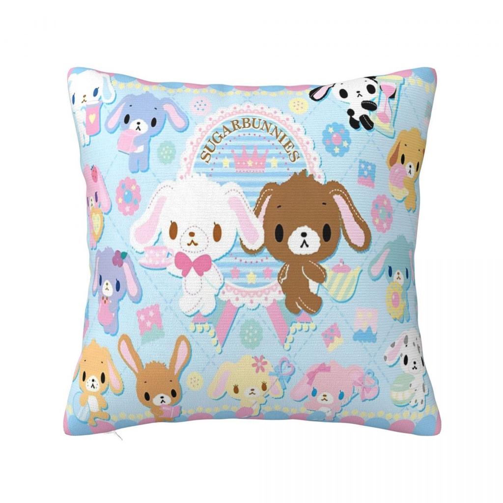 Sugarbunnies Anime Kuddfodral Polyester Dekorativ Kudde Söt Tecknad Rolig Kuddfodral