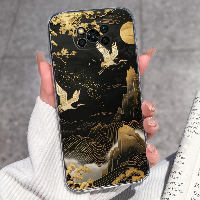 Clear Phone Case For Xiaomi Poco X3 X4 NFC X5 X6 X7 Pro F4 GT F5 Soft TPU Casing Retro Pocket Watch Patterns Shockproof Shell For Xiaomi Cover Capa
