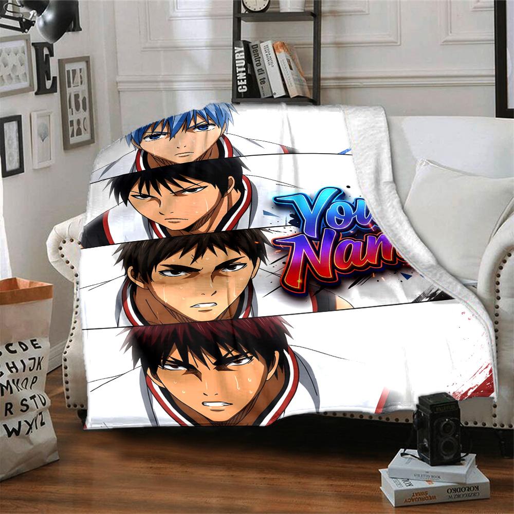 1pc Kuroko's Basketball Blanket with Custom Name, Gift, for Men and Women, Soft Blanket, Good for Sofa Bed Couch Travel, Lightweight Flannel Blanket