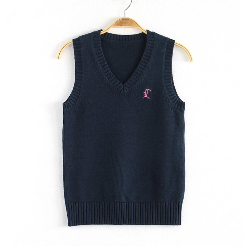 JK Strickweste Damen College-Stil Strickpulloverweste Herbst- und Wintersaison