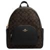 New Court Canvas With Leather Backpack Medium Size Women's Black/Brown 5671-IMAA8