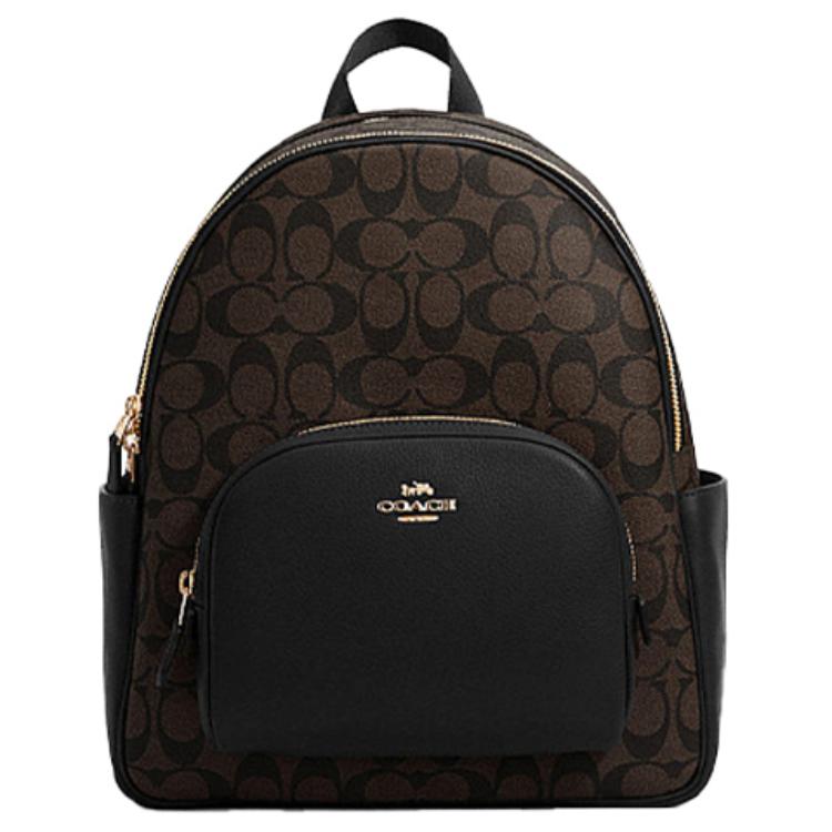 New COACH Court Canvas With Leather Backpack Medium Size Women s BlackBrown 5671-IMAA8 279130320CM 19980₽