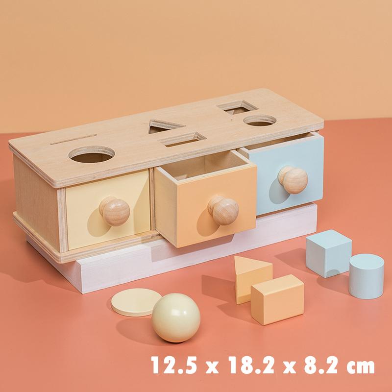 Scatola Permanente Montessori Giocattoli per Bambini Contenitore Sensoriale Scatola Porta Monete Lancio Palline Tamburo Tessile Attività per la Motricità Fine Giocattolo Educativo