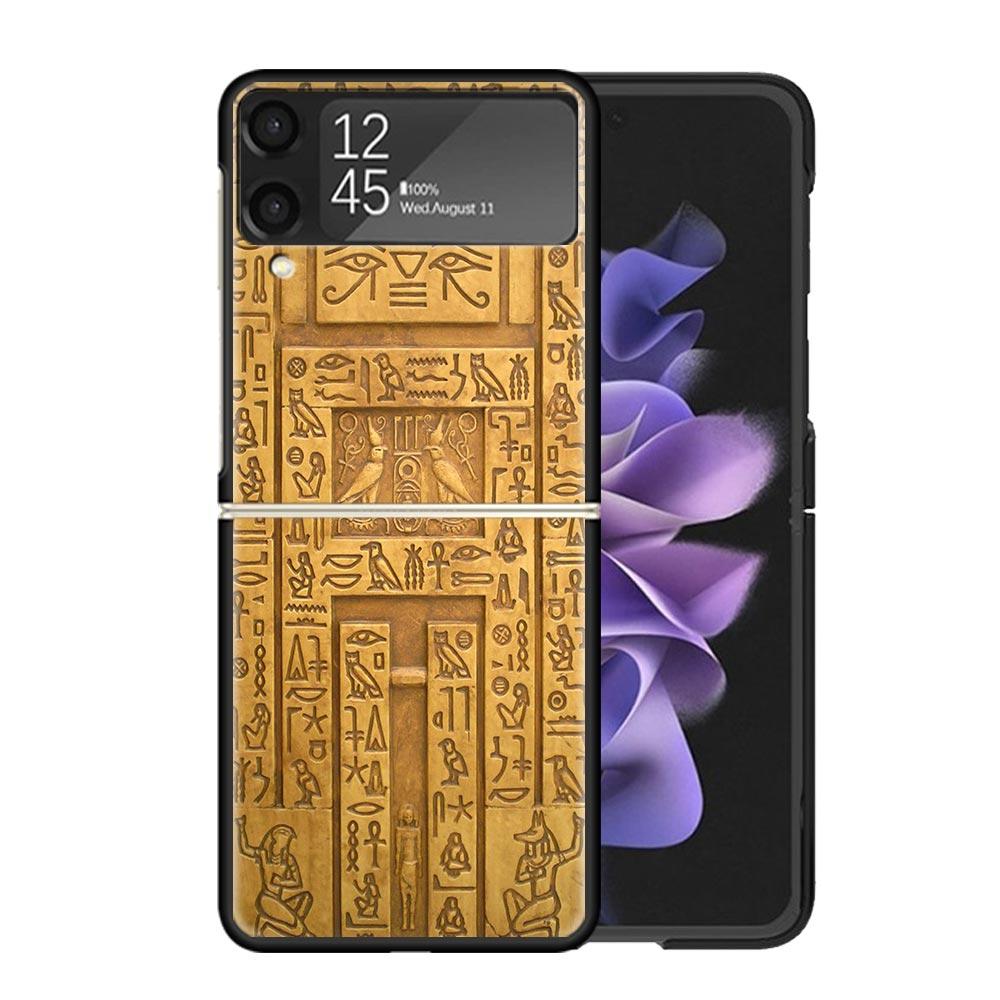 Egypt Nefertiti Anubis Ankh Pharaoh Cases For Samsung Galaxy Z Flip 4 5 6 7 3 Z Flip7 Flip6 Flip4 Flip5 Flip3 5G Hard Shockproof