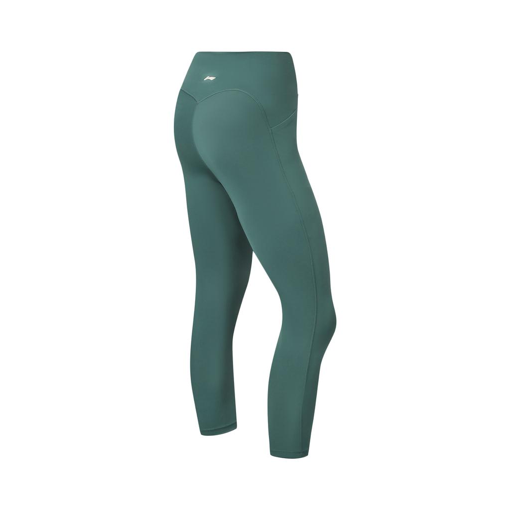 Li Ning Fitness Series Brand Logo Ice Feel High Elastic Support Sweat Resistant Tight Fitness Pants Women bottoms AULW012-2