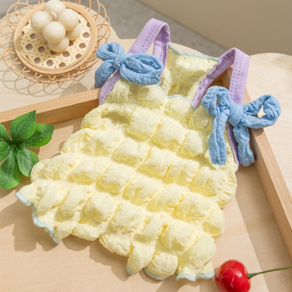 

Pet Supplies thin Puppy Vest Bubble Grid Ins Style Dog Clothes Sweet Bow Pet T Shirt Pet (Yellow,S) жёлтый