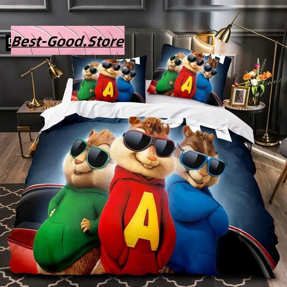 

3D Cartoon C-Chipmunk A-Alvin Bedding Set Printed Bed Set With Pillowcase Bed Duvet Cover Single Double Queen Super King Size 70x133cm 2pcs