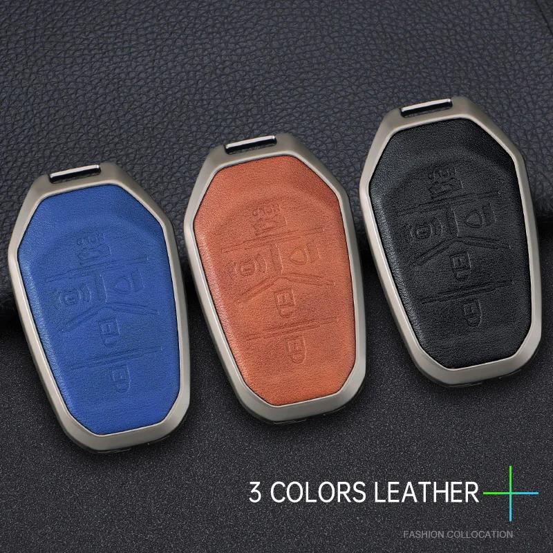 Lega di Zinco+Pelle Custodia Protettiva per Portachiavi Smart Auto Guscio Protettivo Adatta per Ssangyong G4 Rexton Portachiavi Auto Styling Accessori Auto