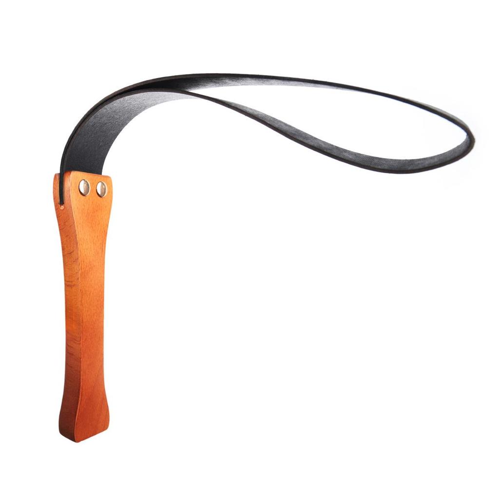 Sleek Black Leather & Antique Wood Racket with Retro Thick Handle - Double Leather for Men and Women