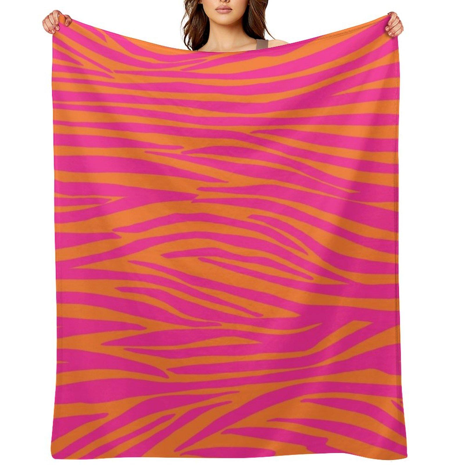 Pink and Orange Zebra Stripes Throw Blanket Travel Sofa Decorative Sofa Luxury Brand Blankets 30x40in