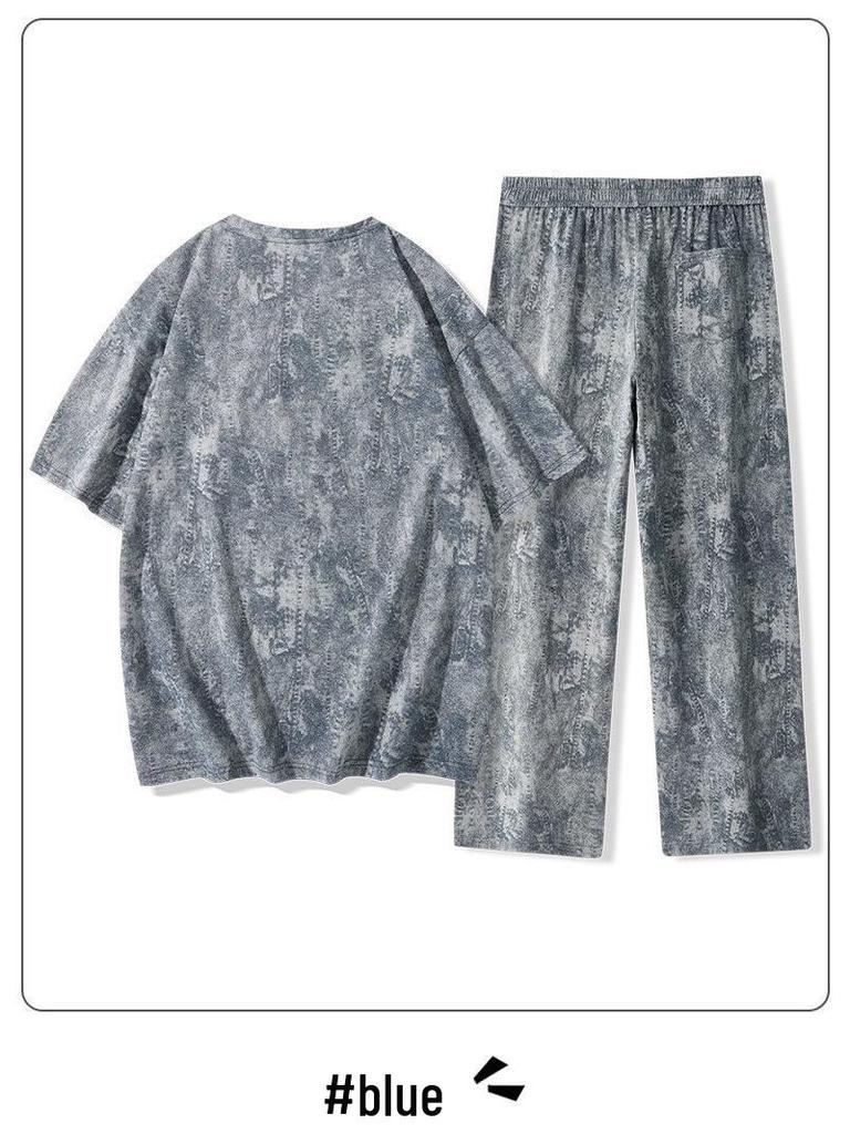 M-9XL Herren Trendiges Lockeres Sommerjacke & Weite Hosen 2-teiliges Set