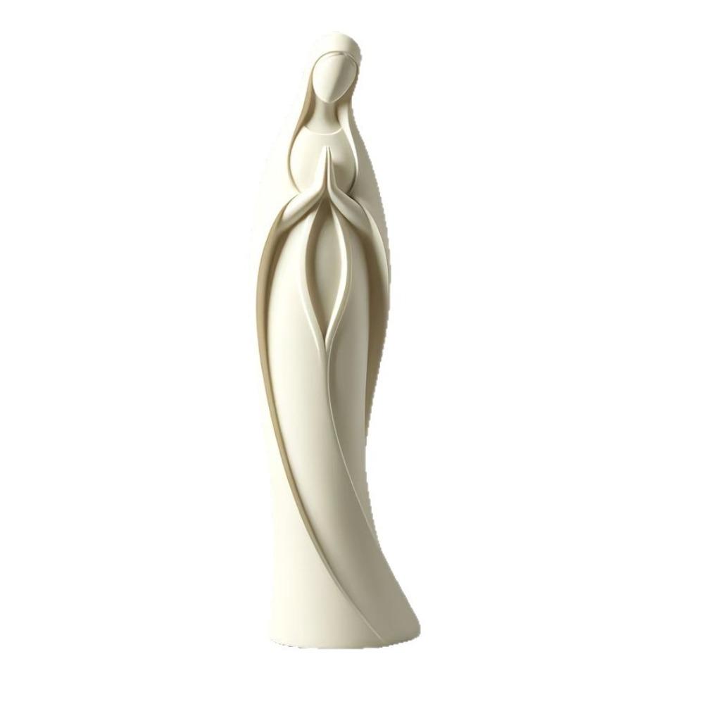 3D Printed Praying Virgin Mary Statue Minimalist Virgin Mary Desktop Sculpture  Religious Setting белый