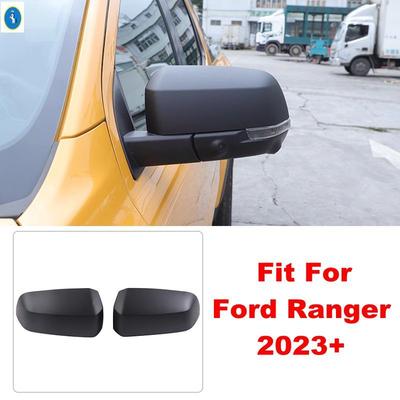 Black / Carbon Fiber Rearview Mirror Cap Shell Decoration Protection Cover Trim For Ford Ranger  2024 ABS Chrome Accessories
