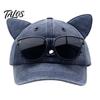 Cat Ear Trucker Hat Hat, Baseball Cap with Detachable Sunglasses, Funny Aviator Style Adjustable Pilot for Outdoor Travel UV Protection Sun Sunglasses
