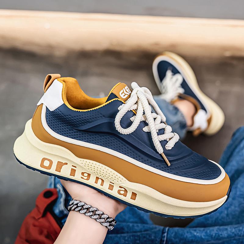 New Fashion Men's Four Seasons Comfortable Thick Sole Shoes Students Male Boys Trending Soft Sole Breathable Casual Running Sneakers
