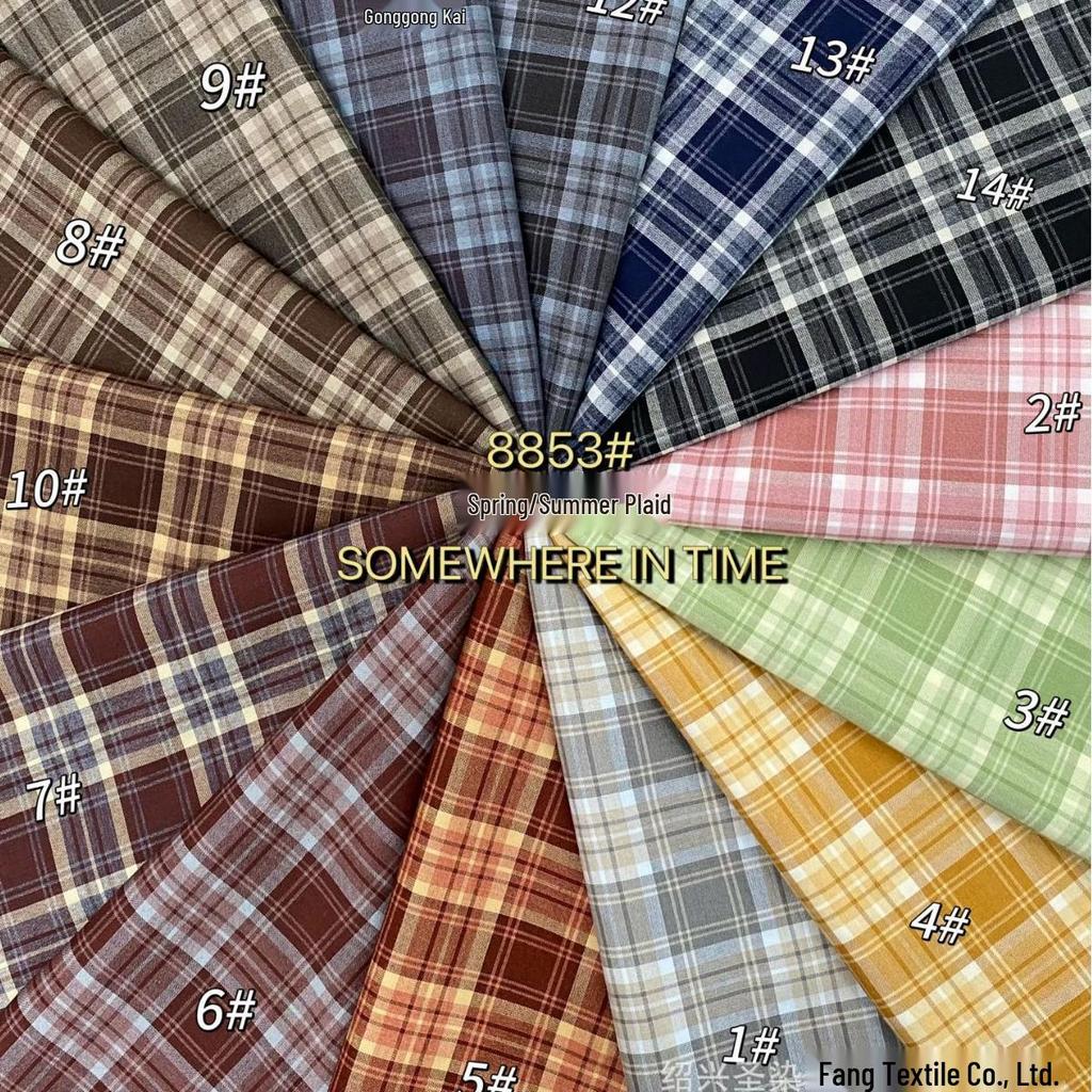 Spring/Summer Women's Fashionable Woven Plaid JK Skirt Pants Shirt Fabric for Children