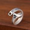 Heavy Duty Spanner Finger Ring Silver Plated Biker Jewelry Wrench-Shaped Open Ring  Boys Girls