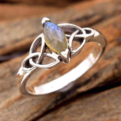 Anello celtico in argento sterling 925 con pietra preziosa naturale Labradorite