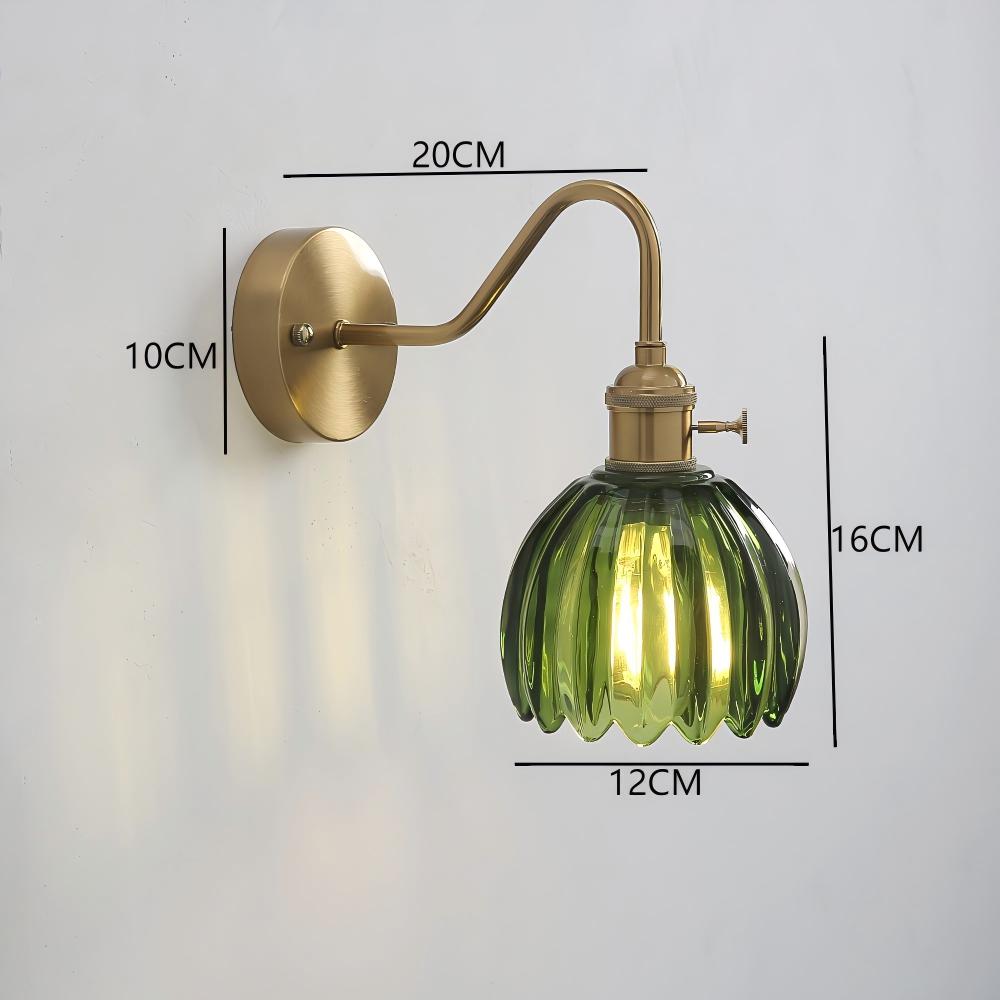 Japanese Retro Floral Glass Wall Lamps for Bedroom Study Led Mirror Light with Adjustable Wall Sconce Modern Simple Bedside Lamp