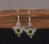 Peridot Round Gemstone Handmade Designer Boho Dangle Earring, 925 Sterling Silver Earring Gift For Mom