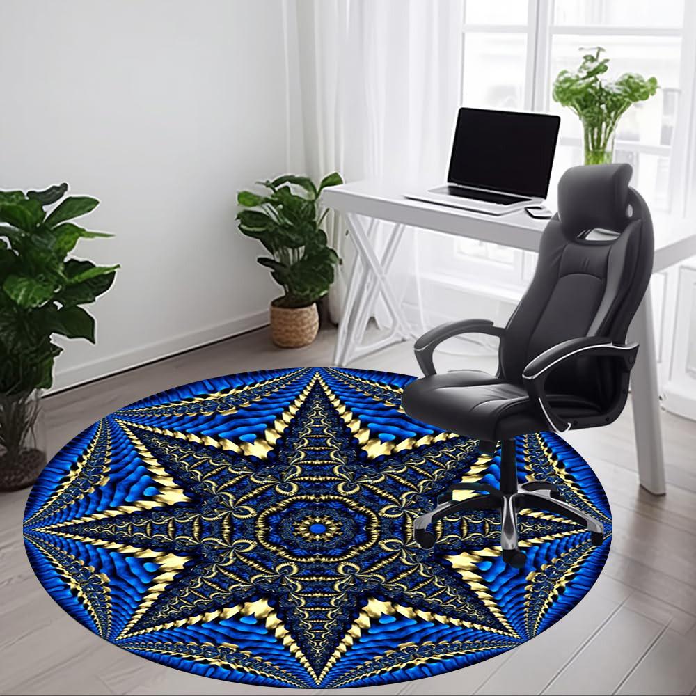 1pc Blue Star Mandala Chair Carpet for Office Non-Slip Mat for Office - Decorative Floor Mat yy251030220