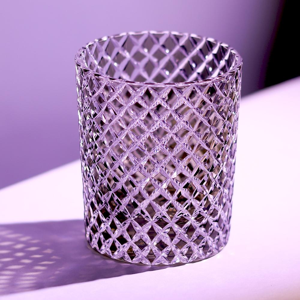 250ml Handmade Cylindrical Whiskey Tumbler Blue 24% Lead Crystal Japanese Style Edo Kiriko Colored Glass for Cold Drinking