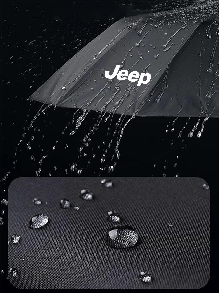 For Jeep Car Emblem Umbrella Folding Black Portable Parasol For Jeep Renegade Grand Cherokee Wrangler JK Gladiator Compass Pa