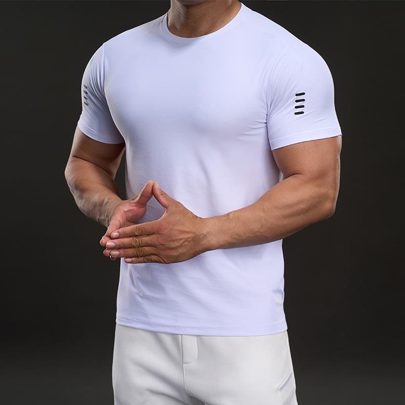 Wygodna Sportowa i Casualowa Stylizacja Modny Dopasowany Elastyczny Fitness Outdoorowy T-shirt z Krótkim Rękawem
