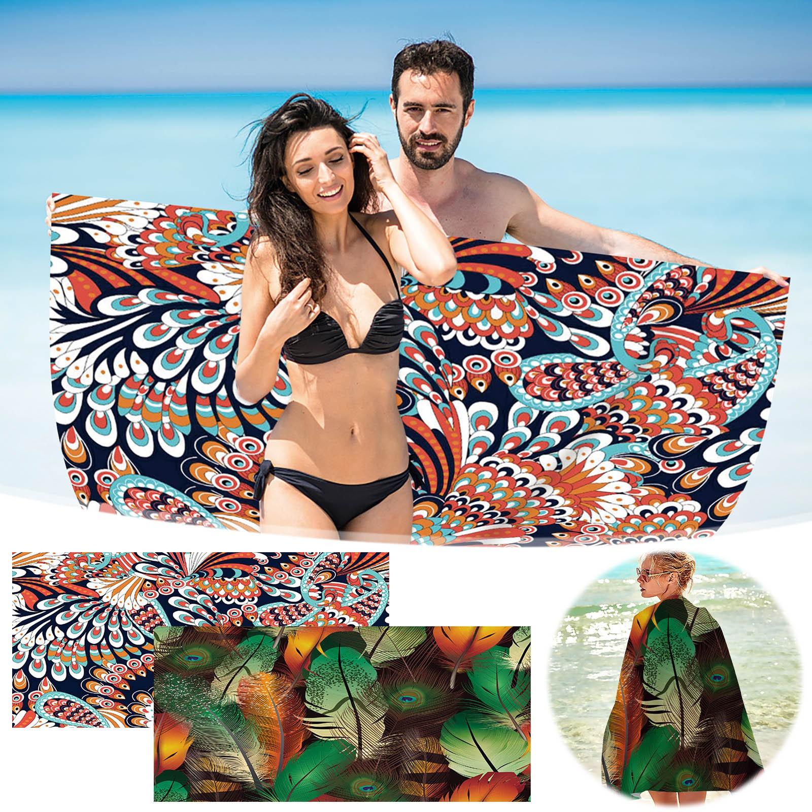 

Микрофибра Пляжное полотенце Супер Легкий Красочная ванна Пескостойкое пляжное одеяло Многоцелевое полотенце