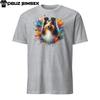 Vibrant Shetland Sheepdog Short-Sleeve Unisex T-Shirt: Colorful Canine Splash!