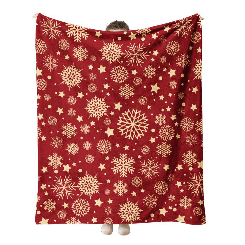 Christmas Checkered Pattern digital-printed polyester Bedroom velvet flannel soft sofa cover blanket Fleece soft sofa cover